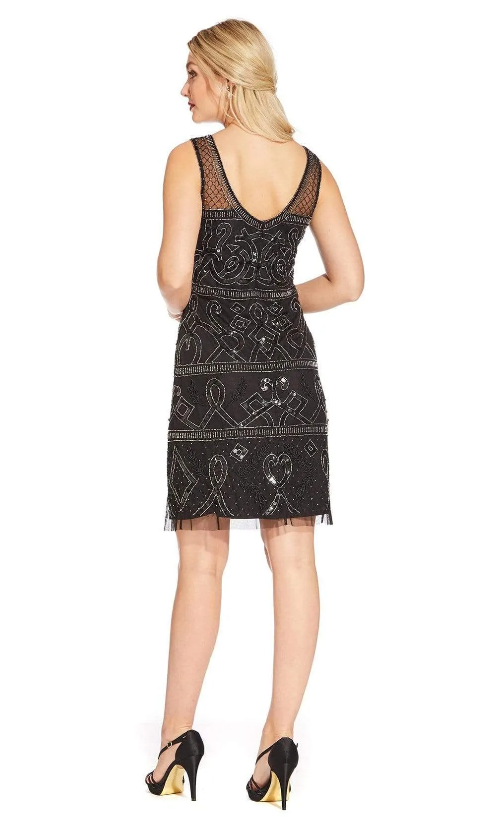 Adrianna Papell - AP1E203952 Beaded Illusion Sheath Cocktail Dress