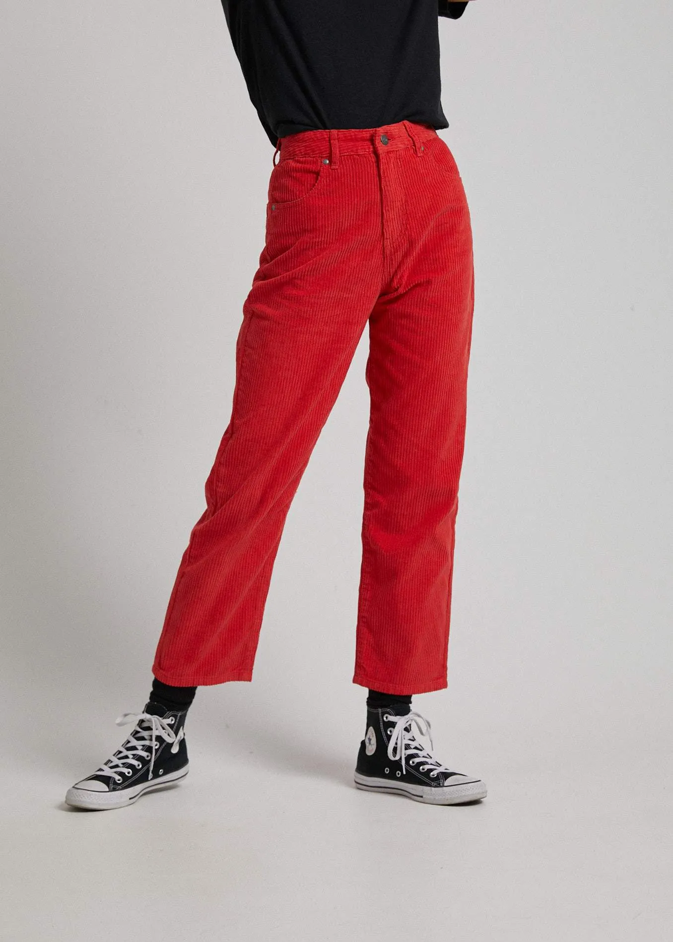 Afends Womens Shelby - Mixed Corduroy Wide Leg Pant - Flame Red