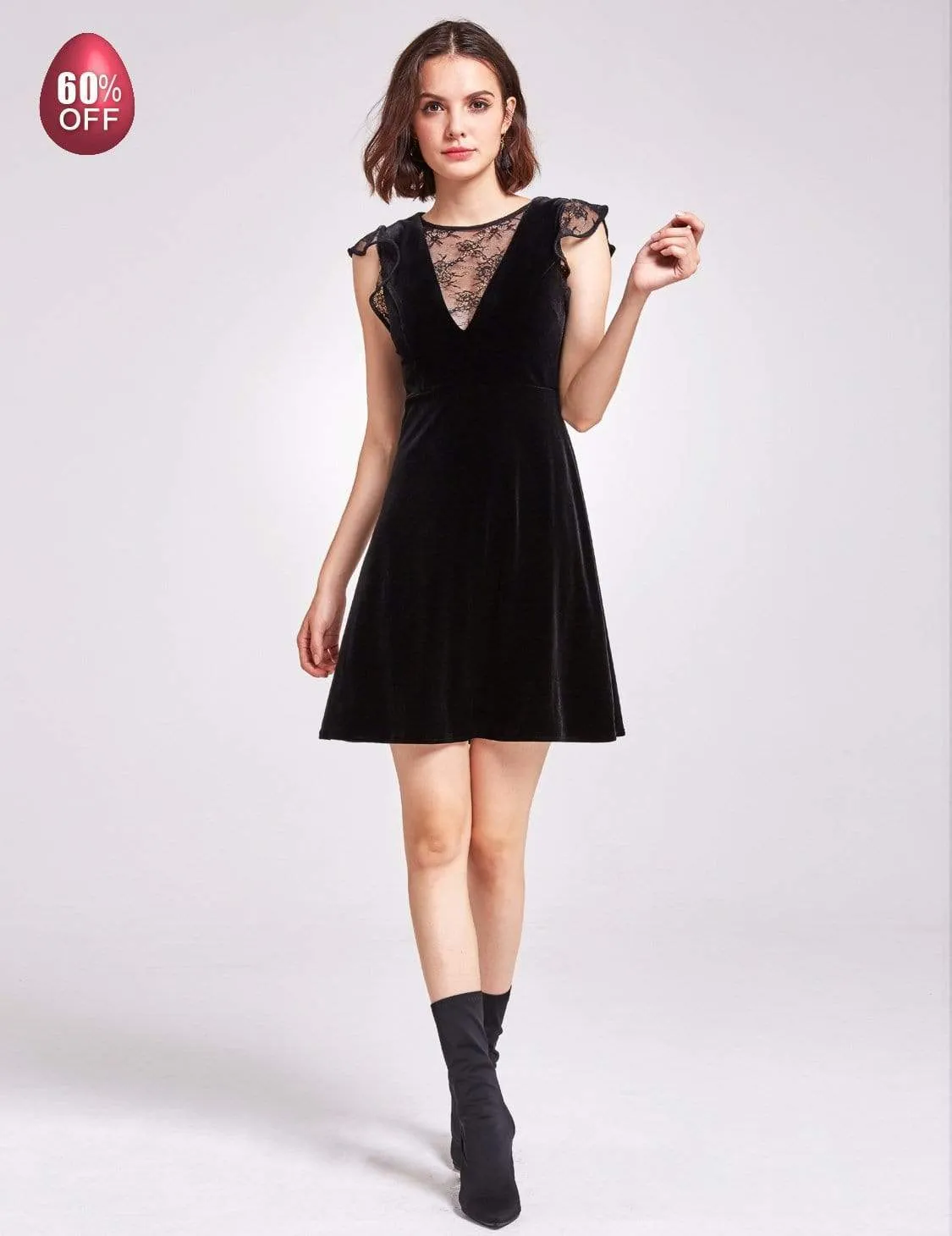 Alisa Pan Velvet Cap Sleeve Party Dress