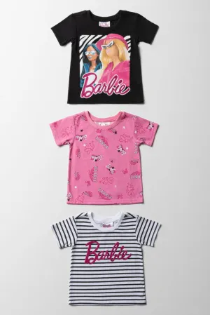 Barbie 3 Pack Short Sleeve T-Shirts Black & Pink