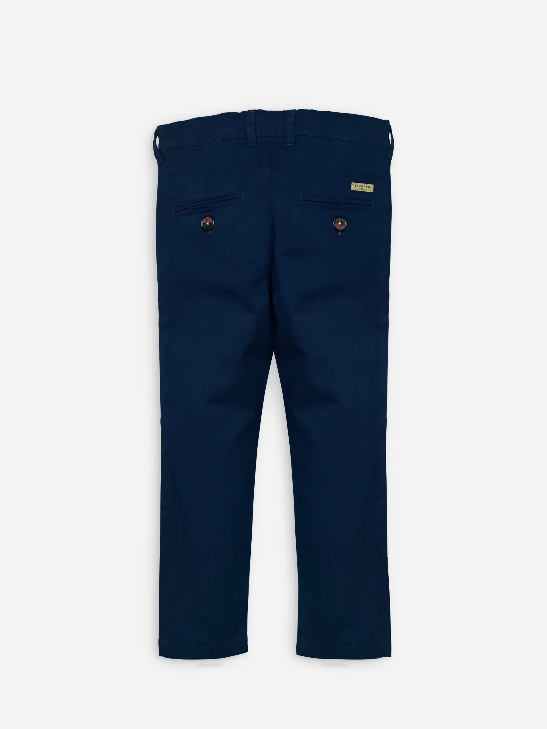 Blue Cotton Casual Chino