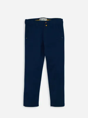 Blue Cotton Casual Chino