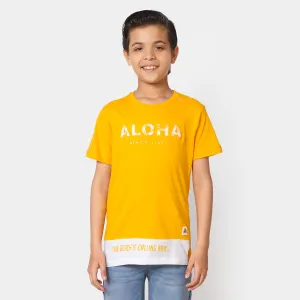 Boys Cotton T-Shirt H/S Beach Vibes - Yellow