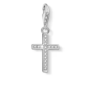 CHARM CLUB STERLING SILVER CZ CROSS CHARM