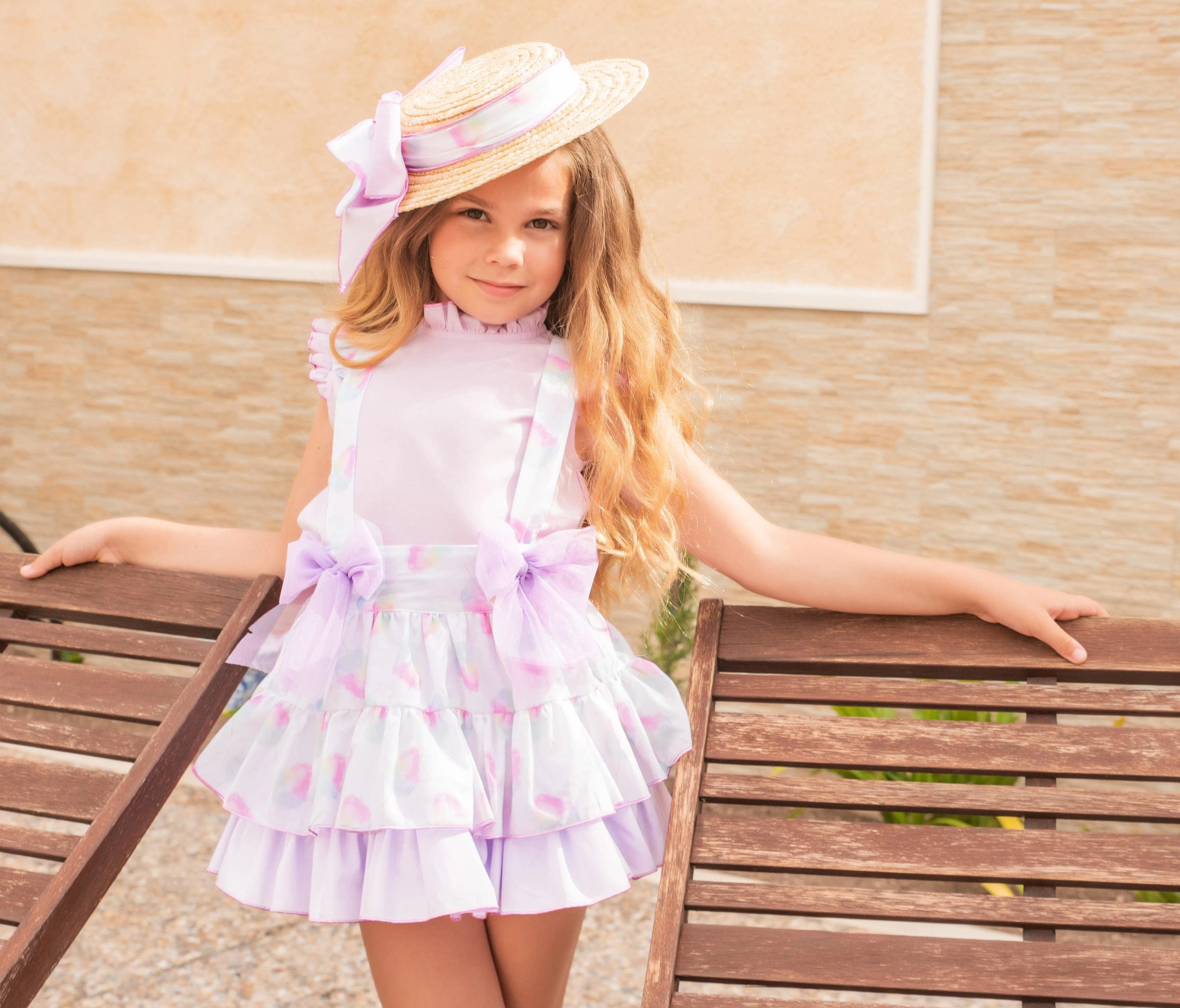 CLEARANCE SALE - Babine SS24 - Girls Candyfloss Blouse & Pinafore Skirt Set