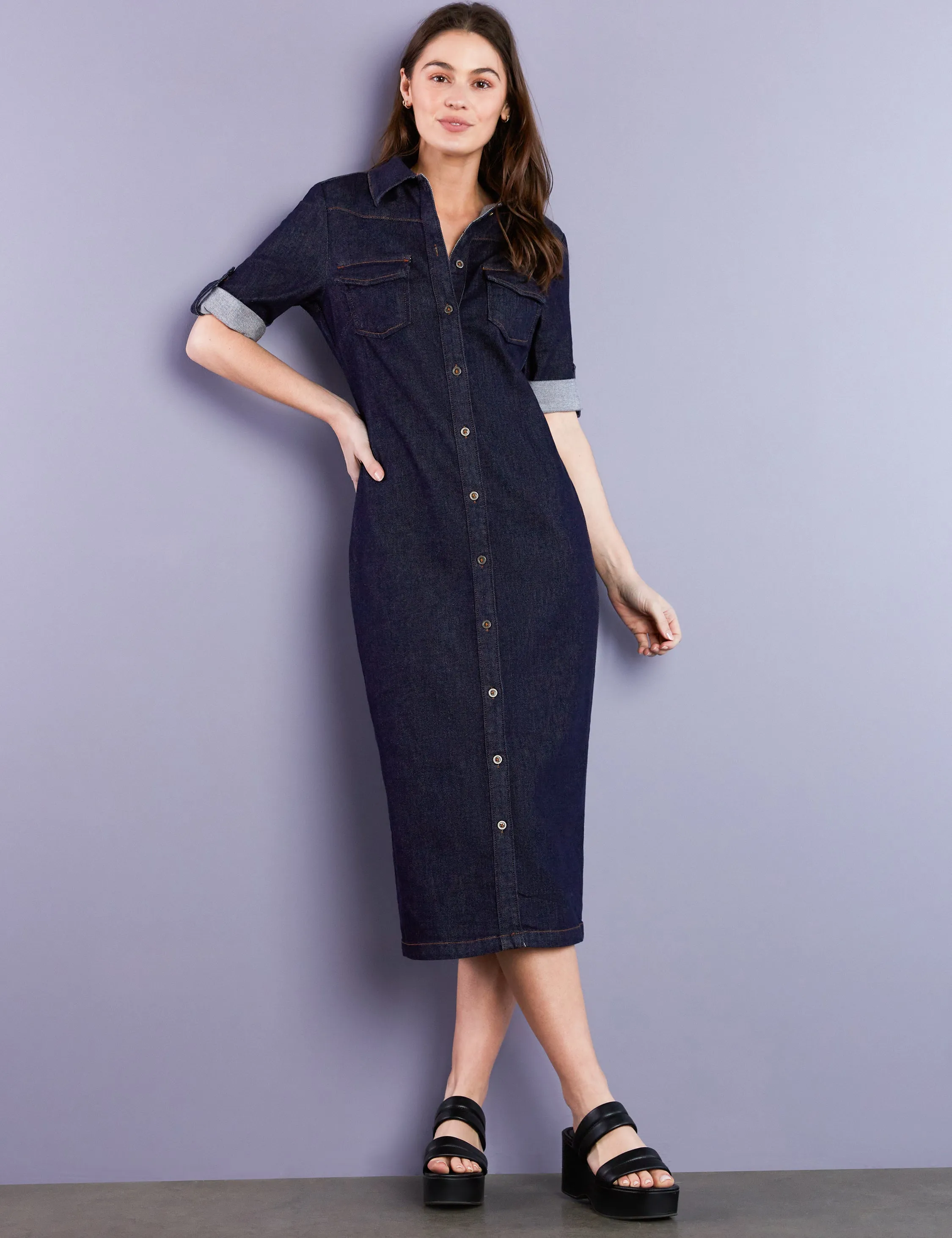 Denim Midi Shirtdress