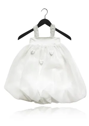 DOLLY WORLD HEART BALLOON ORGANZA DRESS WITH COTTON BODY white