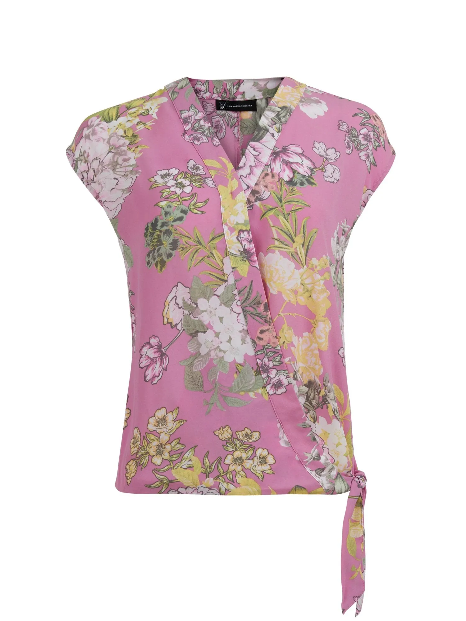 Floral Tie-Front Wrap Blouse