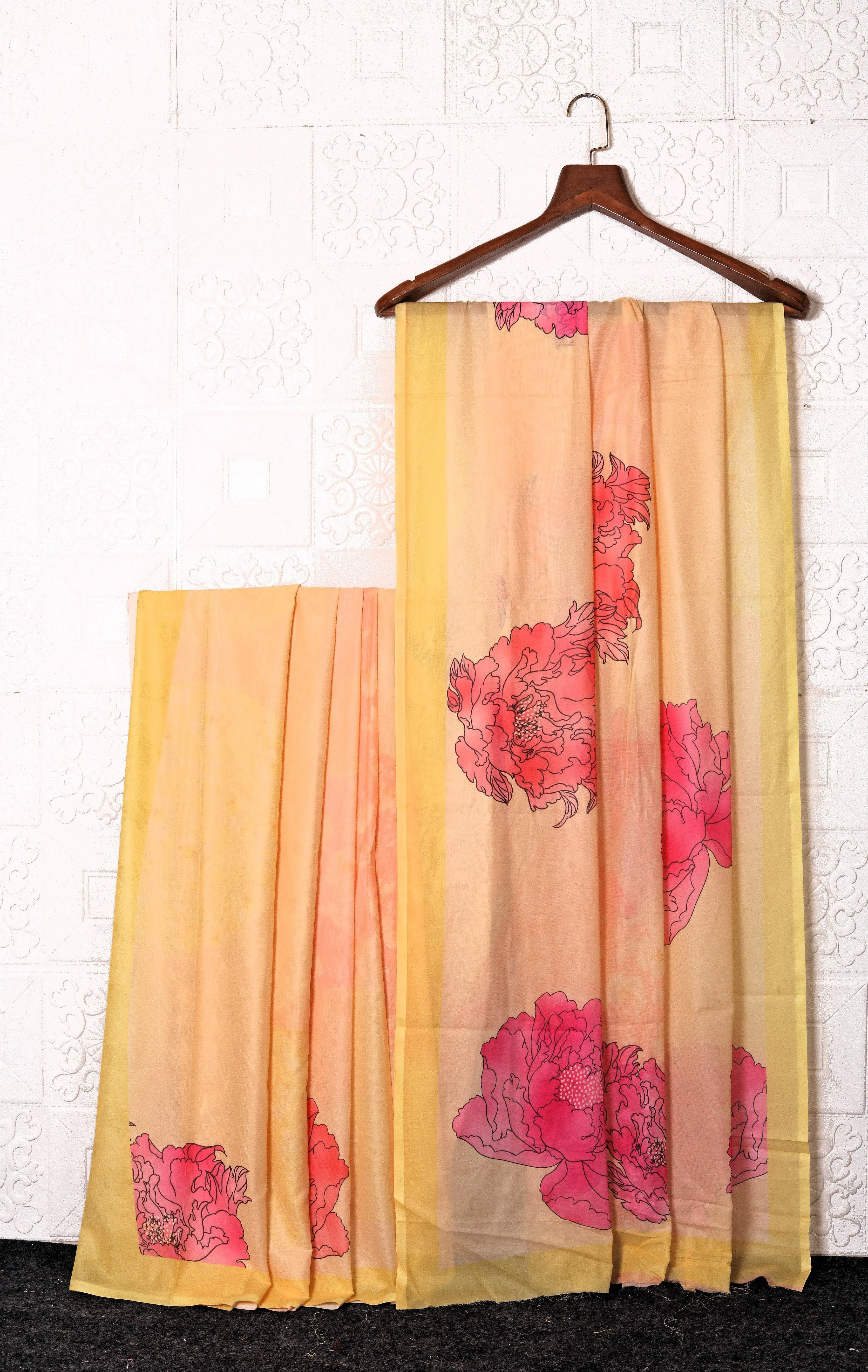 Graceful Georgette Silk Saree with Artistic Pallu & Blouse