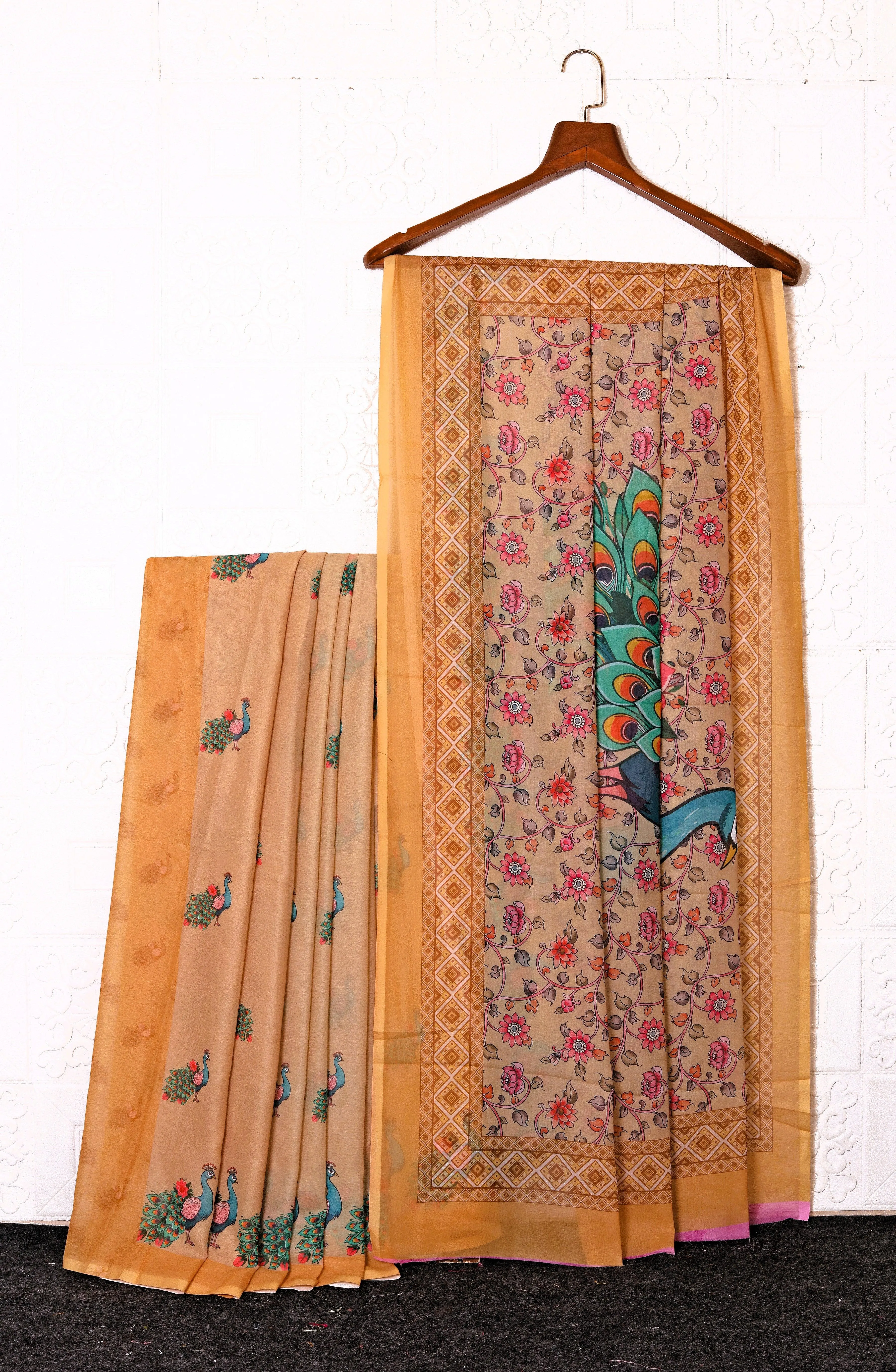 Graceful Georgette Silk Saree with Artistic Pallu & Blouse