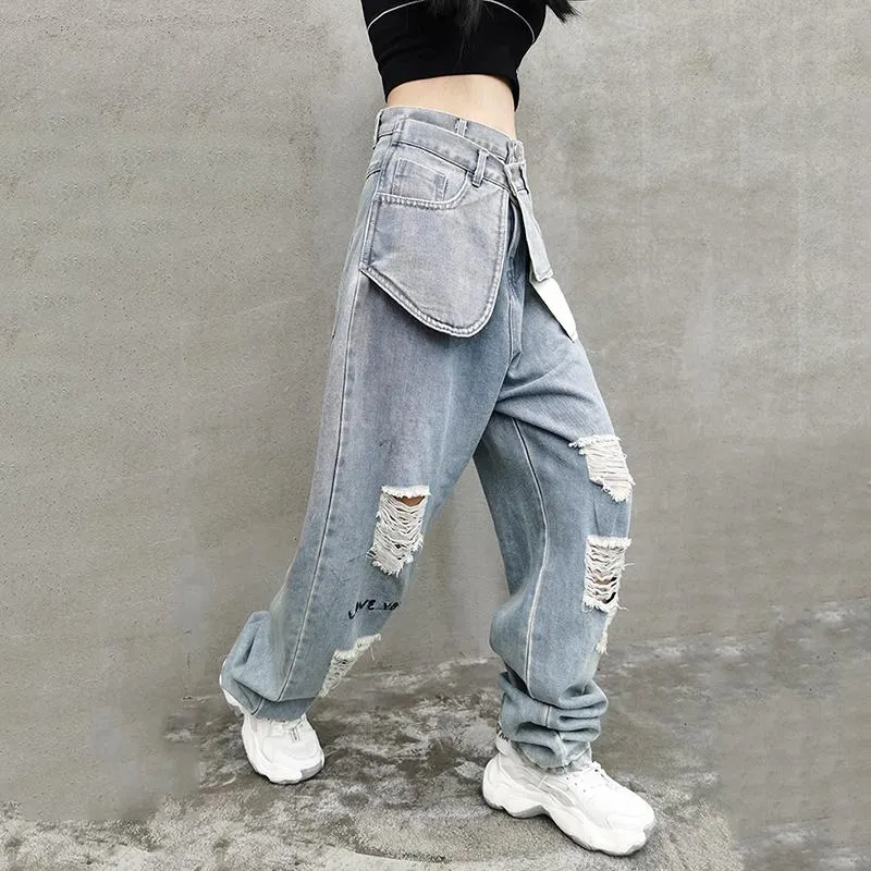 Kuma High Waist Ripped Denim Pants