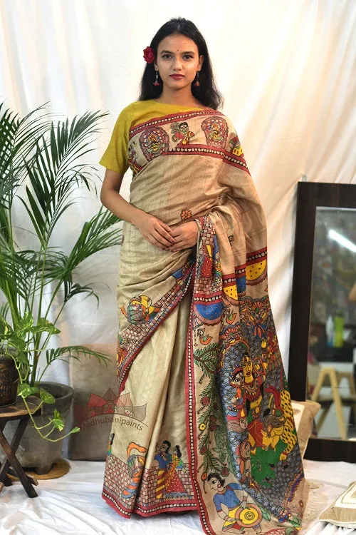 Madhubani Paints Durga Avatar Madhubani Handpainted Saree