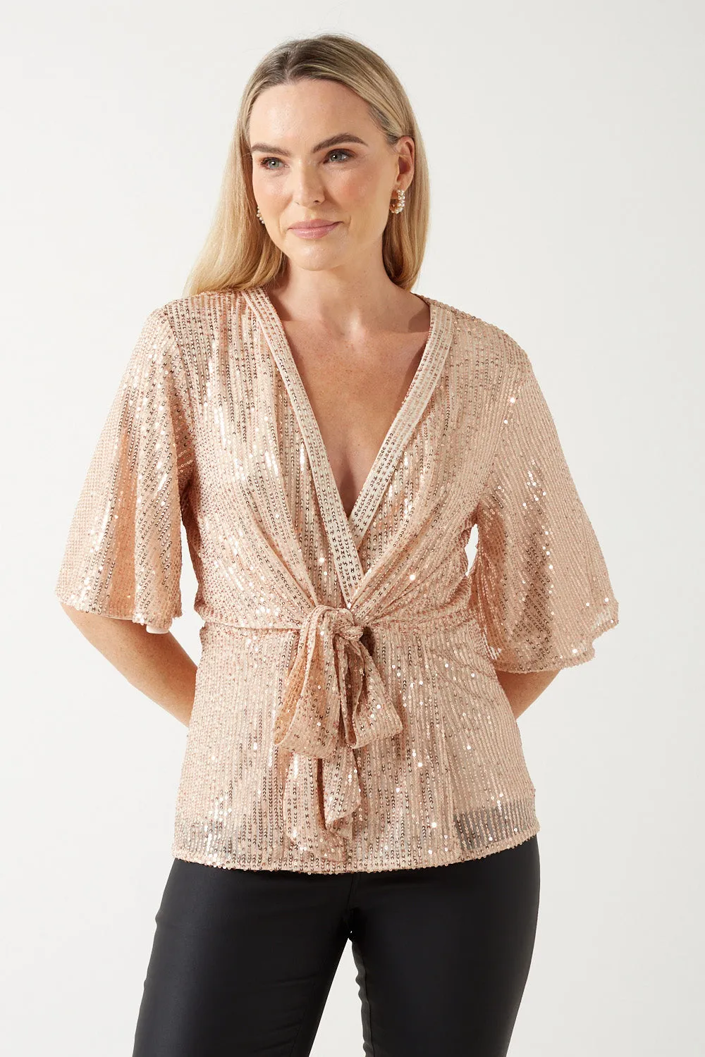 Marc Angelo Sequin Tie Top