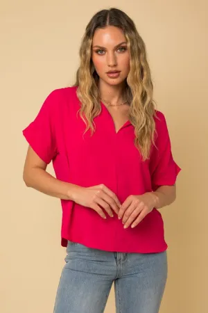 Short Sleeve Classic V-Slit Top