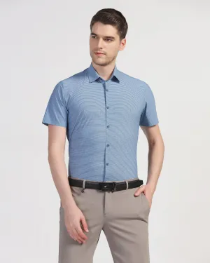 TechPro Formal Half Sleeve Greyish Blue Printed Shirt - Joel