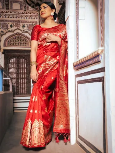 Tussar Silk Ikkat Woven Taj Border Saree