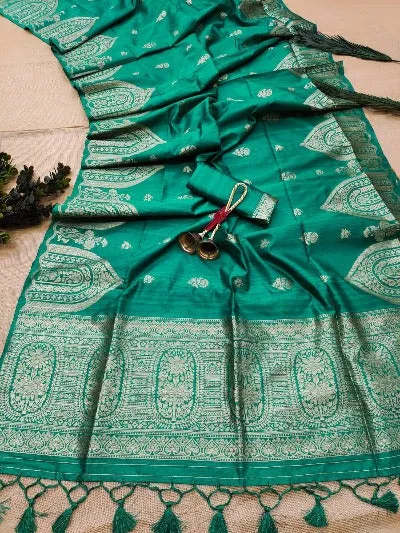 Tussar Silk Ikkat Woven Taj Border Saree