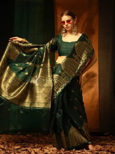 Tussar Silk Ikkat Woven Taj Border Saree