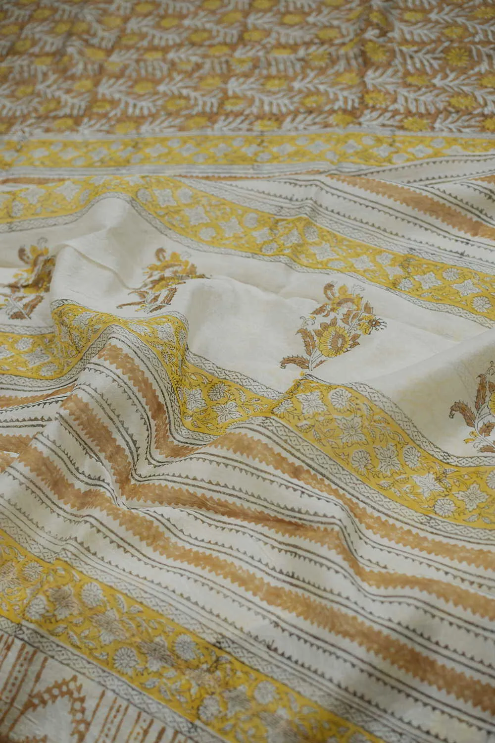 Yellow Garden Chanderi Silk Cotton saree