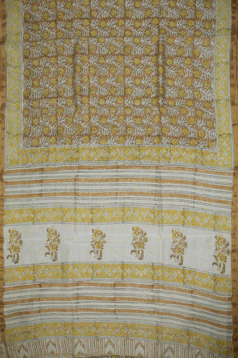 Yellow Garden Chanderi Silk Cotton saree